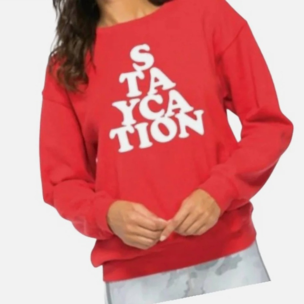 Suburban Riot Staycation long sleeve red Sweatshirt NWT  Size S